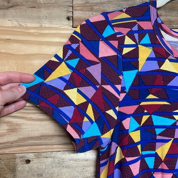 LulaRoe size XS Colorful Geometric Pattern Carly High-low Dress with Pocket - Picture 4 of 7